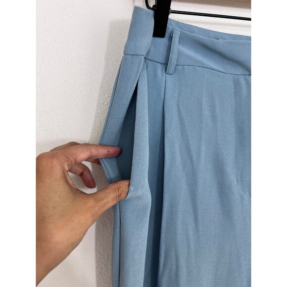 Shinestar Light Blue Pleated Wide Leg Trousers Pants NWT Size M - Picture 7 of 8